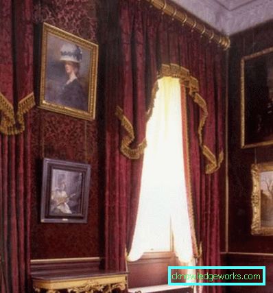 Burgundske zavese v notranjosti dnevne sobe - 50 fotografskih idej