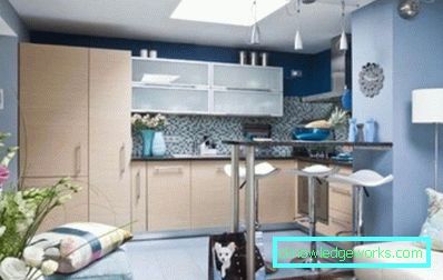 Kuhinja design dnevna soba 30 kvadratnih metrov - fotografije notranje opreme
