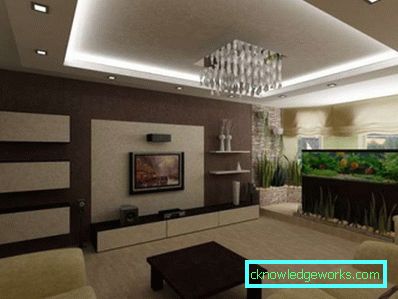Kuhinja design dnevna soba 30 kvadratnih metrov - fotografije notranje opreme