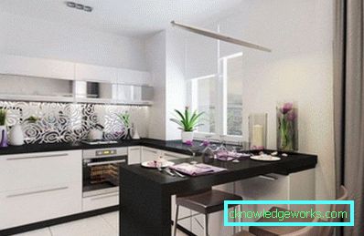 Kuhinja 14 m² - fotografija elegantnega dizajna z balkonom in kavčem
